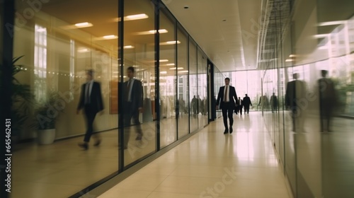 business people running away in conference room of office building