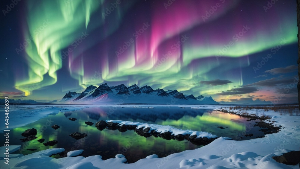 stunning view of the Aurora Borealis