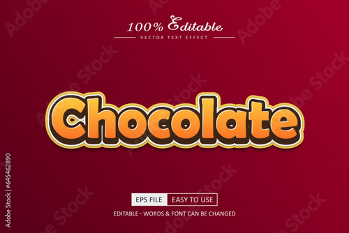 Chocolate 3d editable text effect food vector design 