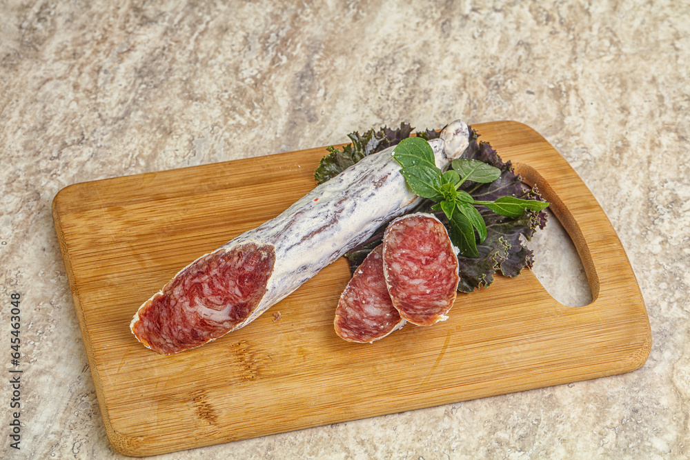 Spanish pork fuet dry sausage