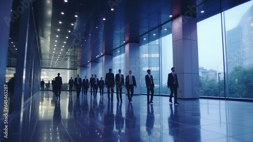 business people running away in conference room of office building