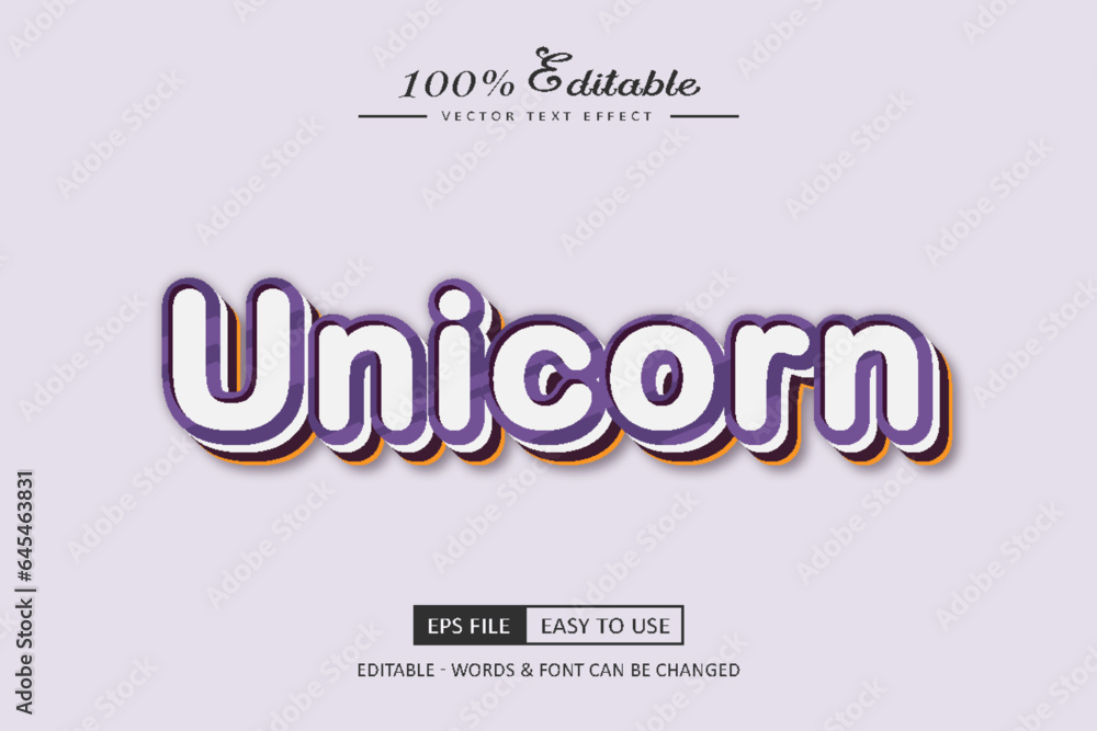 Unicorn cute kawaii font typography editable text effect style Unicorn cute kawaii font typography editable text effect style