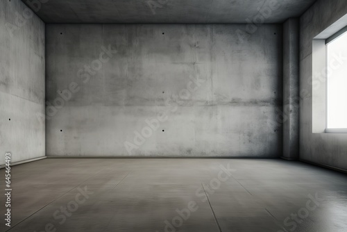 An empty room with concrete walls and a window