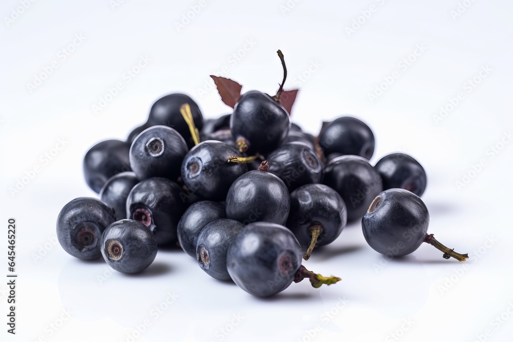 A delicious pile of fresh blueberries with a vibrant green leaf on top A delicious pile of fresh blueberries with a vibrant green leaf on top