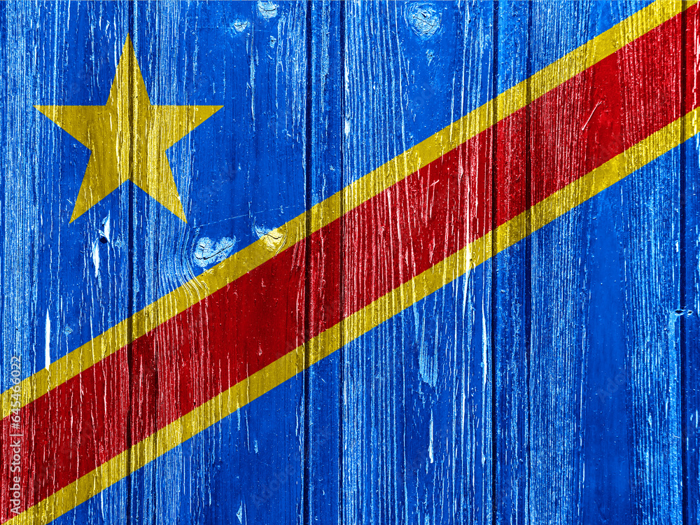 Flag of Democratic Republic of the Congo on a textured background. Concept collage.