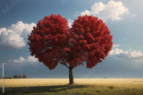 Red heart shaped tree © @uniturehd