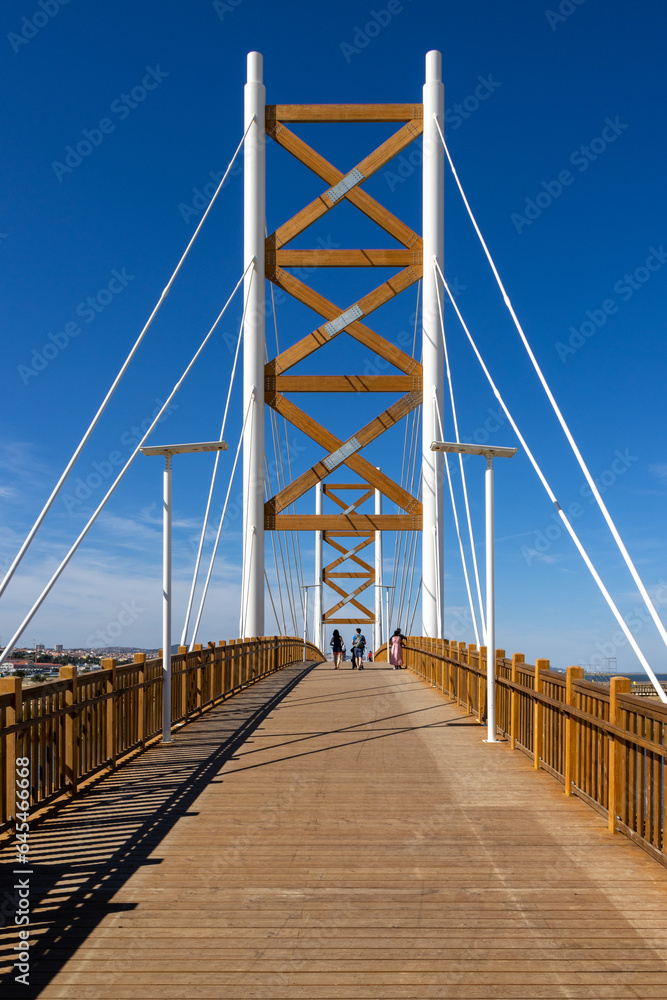 Cycle Pedestrian Bridge over the Trancão River that connects Lisbon to Loures, Portugal