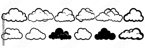 Cloud weather silhouettes set, large pack of vector silhouette design, isolated white background