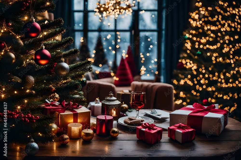 Christmas tree and gifts Generated Ai