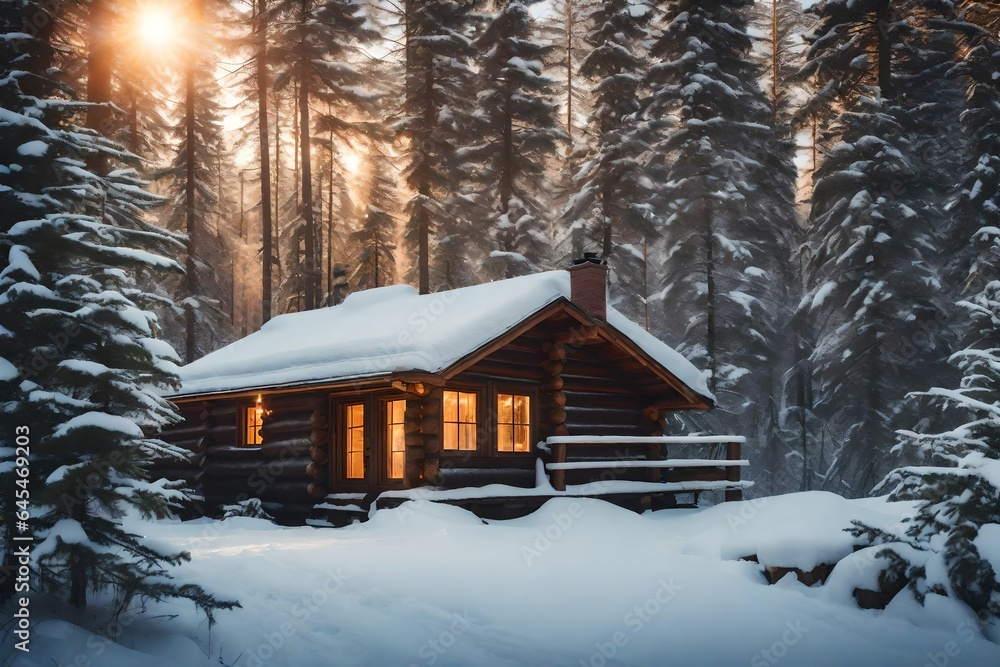 house in snow Generated Ai house in snow Generated Ai