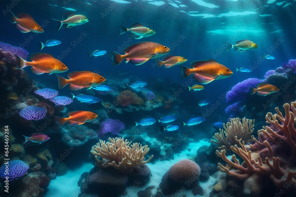 Obraz premium coral reef with fish Generated Ai