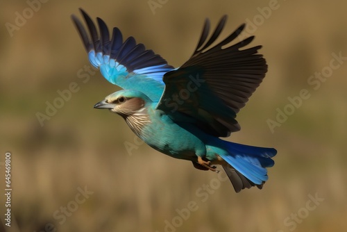 A graceful blue bird in flight