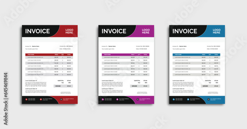 Minimal Corporate Business Invoice design template vector