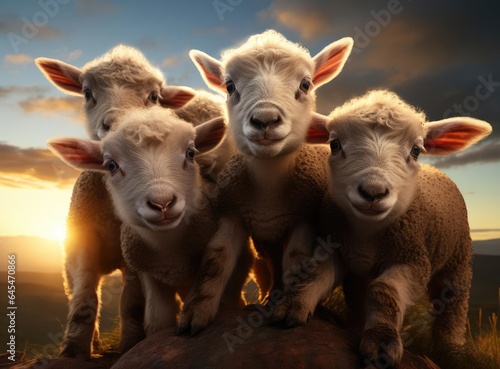 A group of young sheep