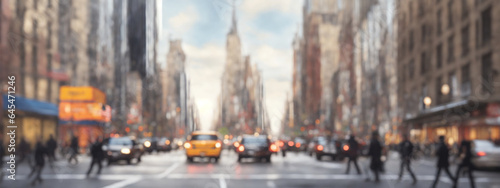 Defocused blur across urban buildings in New York City