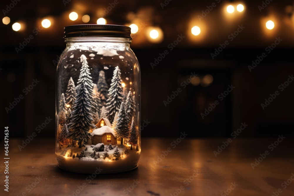 Jar of Christmas Magic: A Scene Evoking the Charm of Jar of Christmas Magic: A Scene Evoking the Charm of