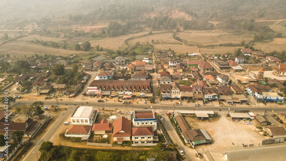 The aerial view of Muang Khoun in Northern Laos