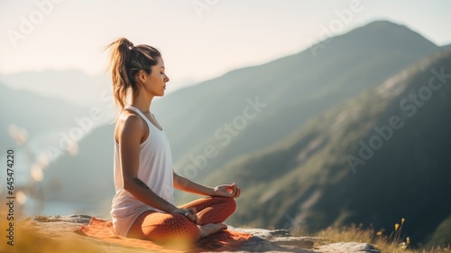 Young woman doing yoga outd...