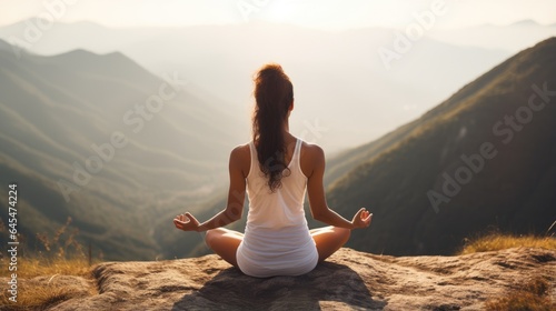 Young woman doing yoga outd...