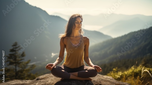 Young woman doing yoga outd...