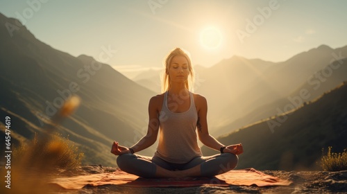 Young woman doing yoga outd...