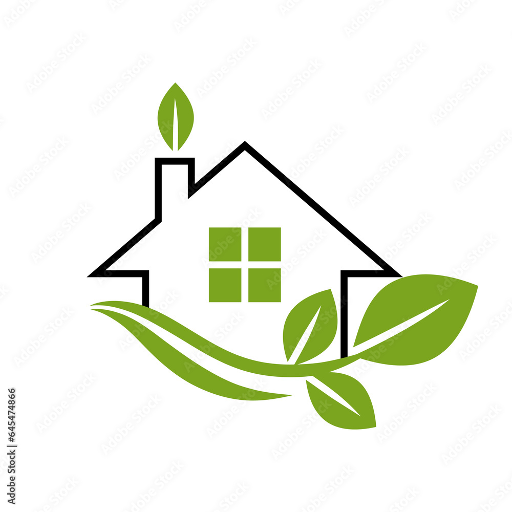Leaf and green house logo template Leaf and green house logo template