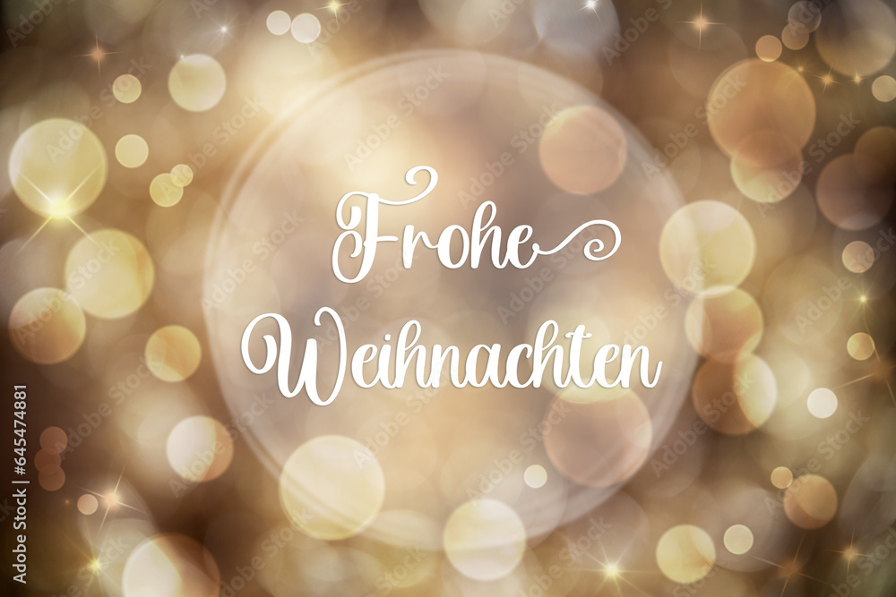 Naklejka premium Text Frohe Weihnachten, Means Merry Christmas, Golden Christmas Background