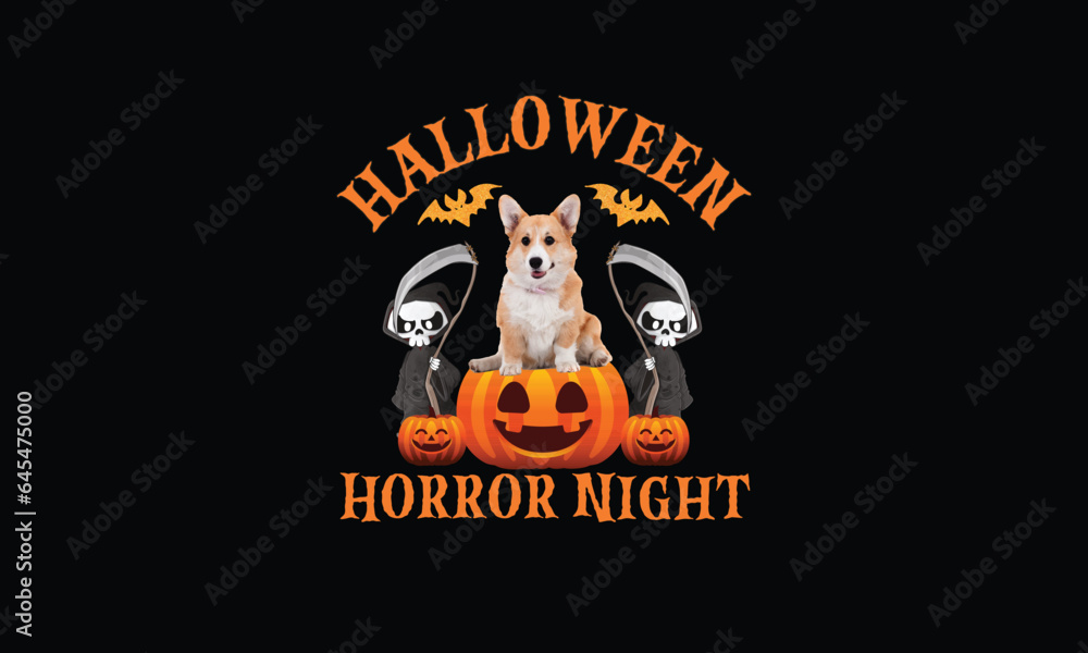 Halloween Horror Night Corgi T shirt Design