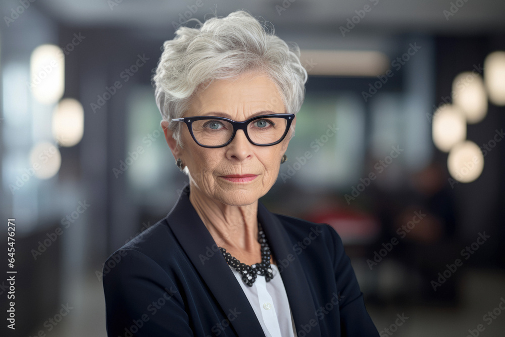 Confident Corporate Leader: Closeup Portrait of a Confident Old Woman in a Corporate Setting. Confident Corporate Leader: Closeup Portrait of a Confident Old Woman in a Corporate Setting.