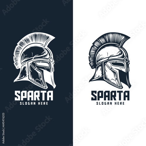 Spartan Helmet Mascot. Historical War Helmet. Visual Element for Logo Design, Labeling, Insignia, Sign, Branding, Poster Art, T-Shirt Print. Hand-Drawn Vector Art