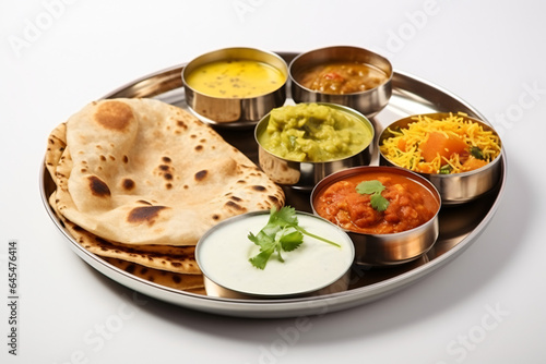 vegetarian thali with various dishes