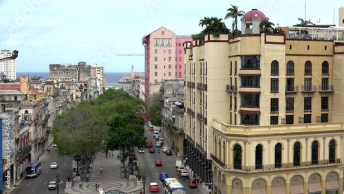 Top view of the central Havana city with the Paseo del Prado, Timelapse. Cuba photo