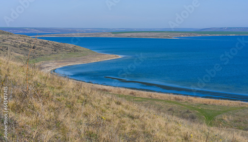 Fototapeta Naklejka Na Ścianę i Meble -  Steppe landscape, shore of the Tiligul estuary in spring,.south of Ukraine