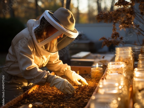 A beekeeper inspecting the first hive of the season