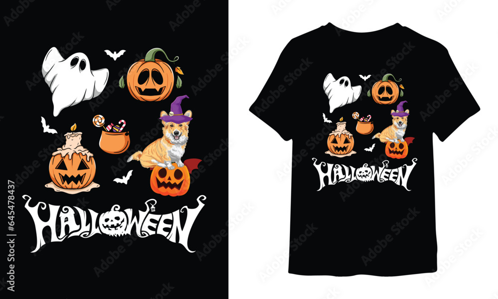 Halloween Corgi T shirt Design Halloween Corgi T shirt Design