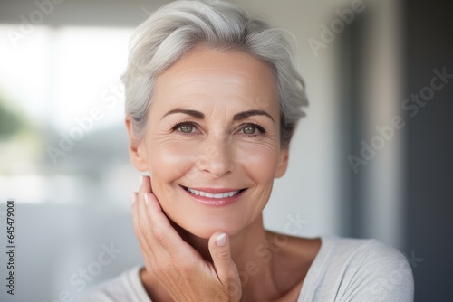 Beautiful elderly woman with RCA around her neck.