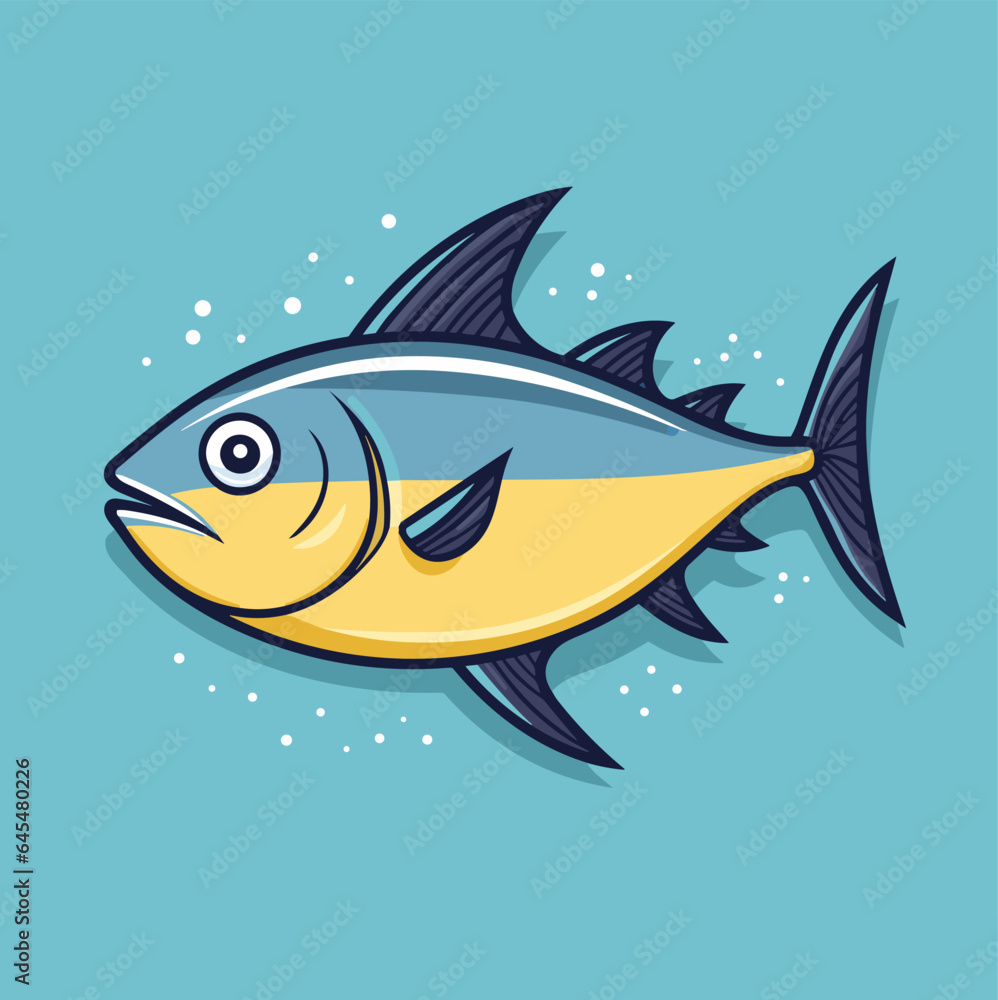 Cute Tuna fish underwater cartoon vector