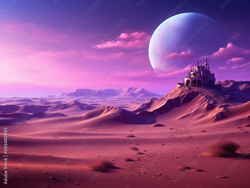 Surreal city in alien desert