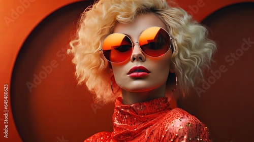 Stylish woman wearing fashionable sunglasses