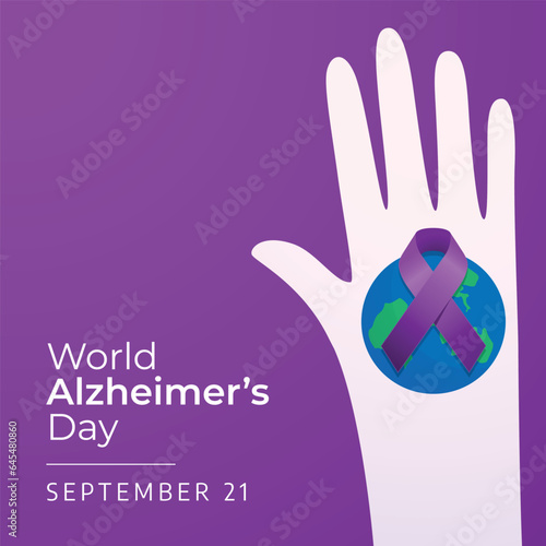 World Alzheimer’s Day design template good for celebration usage. purple ribbon vector illustration. ribbon vector illustration. vector eps 10.