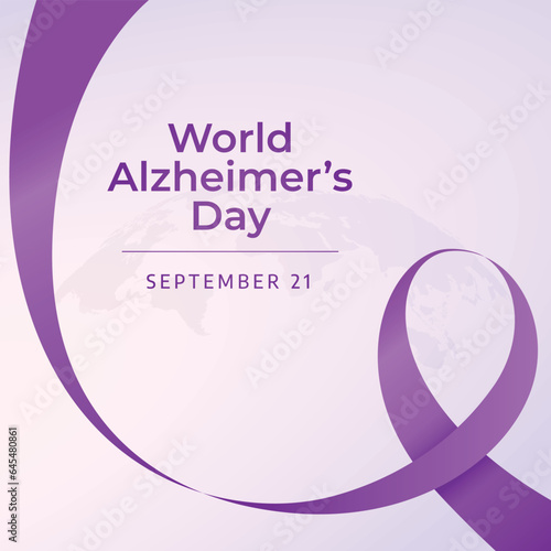 World Alzheimer’s Day design template good for celebration usage. purple ribbon vector illustration. ribbon vector illustration. vector eps 10.