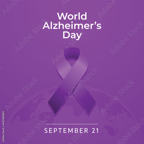 World Alzheimer’s Day design template good for celebration usage. purple ribbon vector illustration. ribbon vector illustration. vector eps 10.
