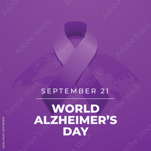 World Alzheimer’s Day design template good for celebration usage. purple ribbon vector illustration. ribbon vector illustration. vector eps 10.
