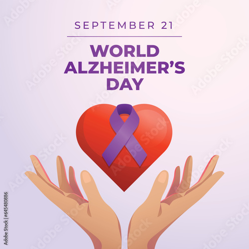 World Alzheimer’s Day design template good for celebration usage. purple ribbon vector illustration. ribbon vector illustration. vector eps 10.