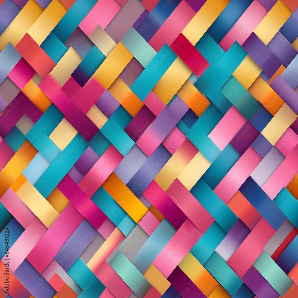 Seamless Tile - Colorful Woven Strips - Background - Generative AI