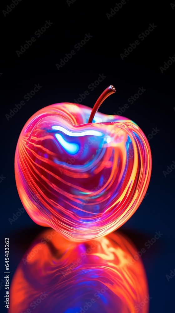 Obraz premium A vibrant red apple resting on a wooden table