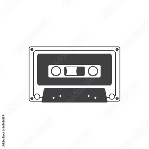 Audio cassette tape isolated vector old music retro player. Retro music audio cassette 80s isolated on white background, Cassette icon in flat style, Trendy Flat style for graphic design, logo, Web.