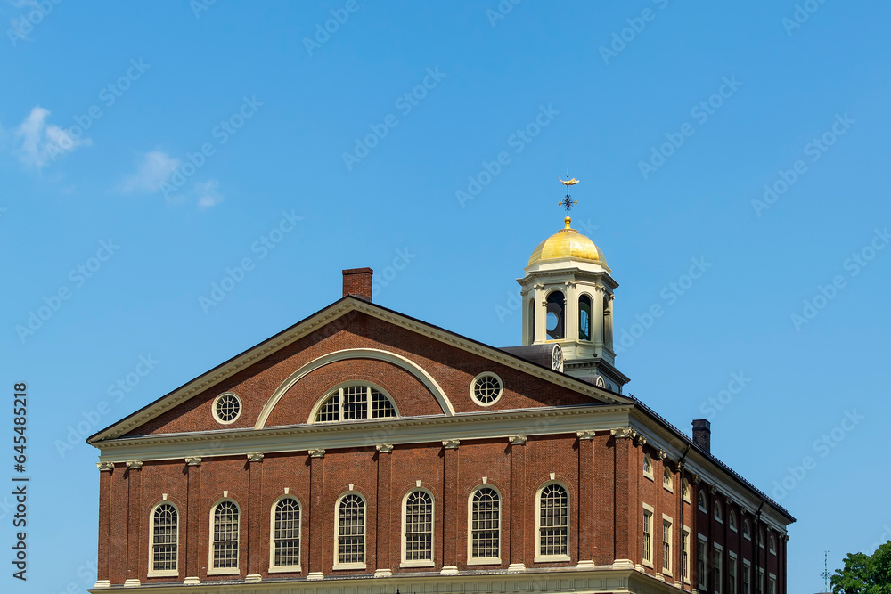 Faneuil Hall exterior view in Boston, Massachusetts, USA