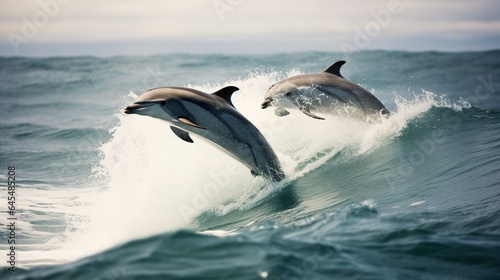 dolphins jumping in the sea