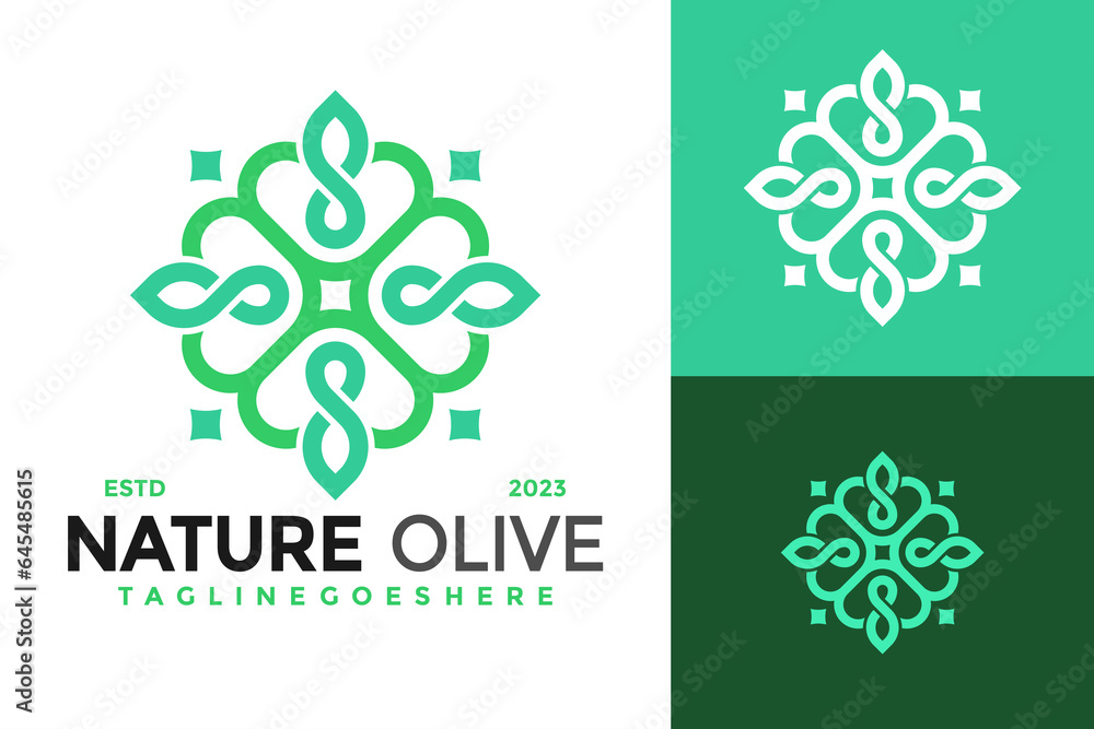 Nature Olive Oil logo design vector symbol icon illustration